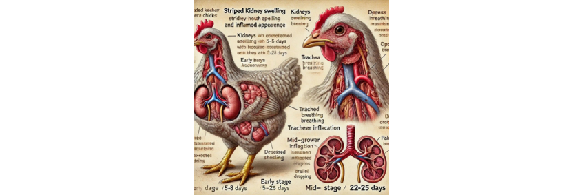 Broiler kidney swelling and tracheal inflammation