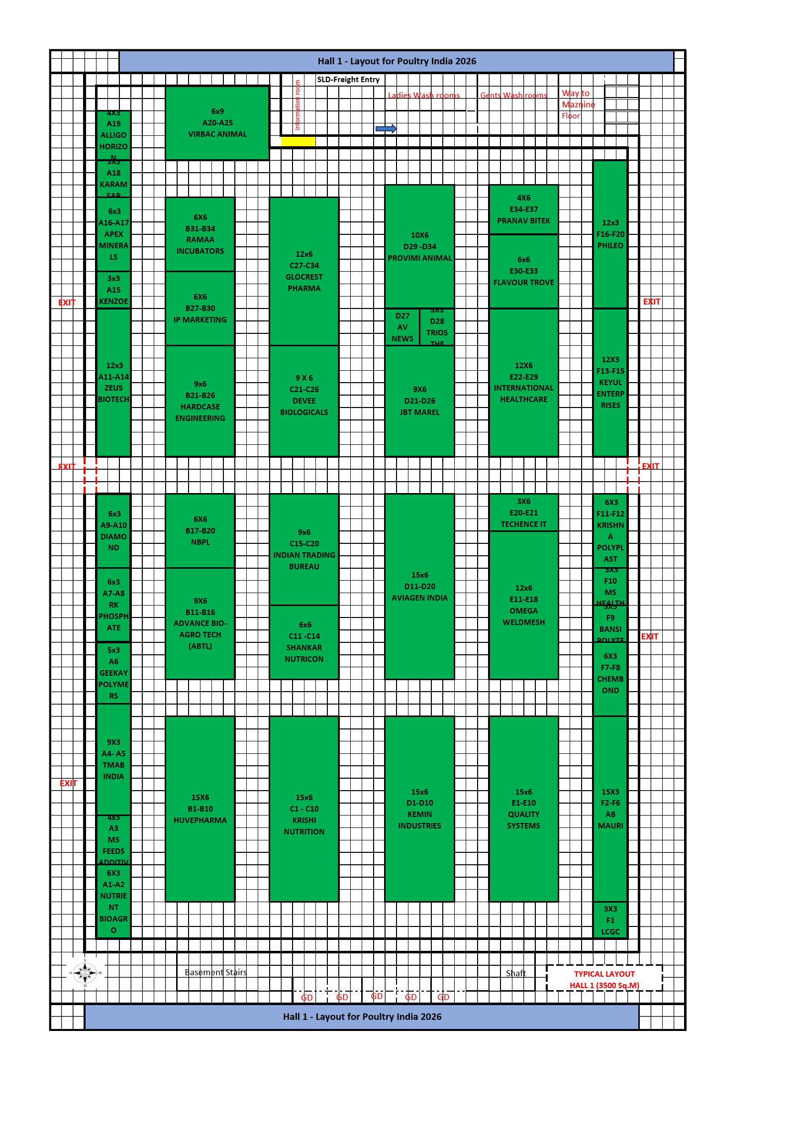 Hall 1 floor plan — Poultry India 2026