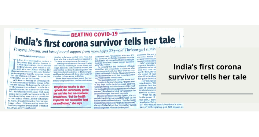 India's first corona survivor — Thrissur